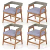 Hivvago Outdoor Acacia Wood Patio Wicker Dining Chairs Set Of 4 With Seat Cushion-gray