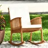 Hivvago Outdoor Acacia Wood Rocking Chair With Detachable Washable Cushions