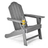 Hivvago Outdoor Adirondack Chair With Built-in Cup Holder For Backyard Porch