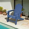 Hivvago Outdoor Adirondack Chair With Built-in Cup Holder For Backyard Porch-navy