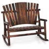 Hivvago Outdoor Adirondack Rocking Chair For Adults With High Back And Slatted Seat-brown