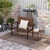 Hivvago Outdoor All Weather Bench With Solid Rubber Wood Frame And Hand Woven Pu Leather-brown