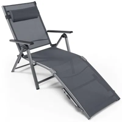 Hivvago Outdoor Aluminum Chaise Lounge Chair With Quick-drying Fabric