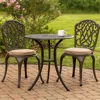 Hivvago Outdoor Breakfast Table, Round 24 Inch W Umbrella Holder, Bronze Metal In Brown
