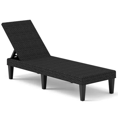 Hivvago Outdoor Chaise Lounger Chair With Waterproof Rattan Textured Pp Surface And 330 Lbs Capacity