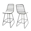 Hivvago Outdoor Counter Stool Chair Set Of 2, Black Iron Frame Construction In Black
