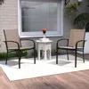 Hivvago Outdoor Dining Chairs Set Of 2 With High Back And Metal Frame-light Brown