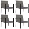 Hivvago Outdoor Dining Set Of 4, Gray Poly Rattan, Black Steel Frame In Gray