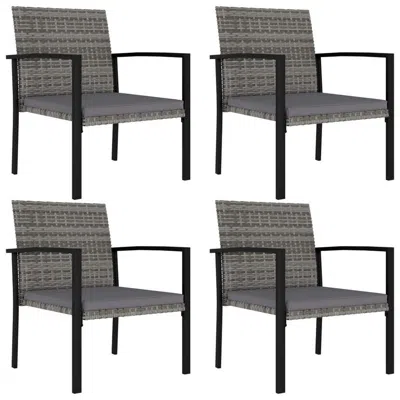 Hivvago Outdoor Dining Set Of 4, Gray Poly Rattan, Black Steel Frame