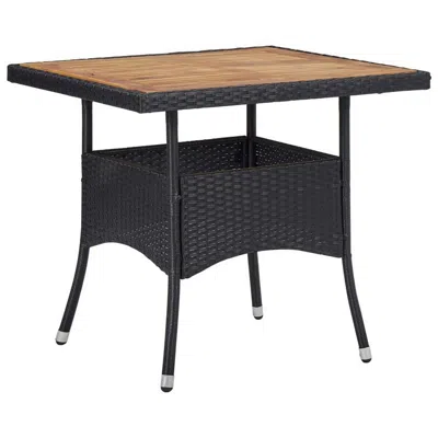 Hivvago Outdoor Dining Table, 31 Inch Square Acacia Wood Top Black Rattan Base