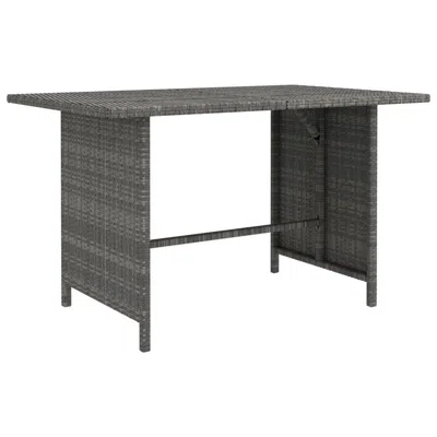 Hivvago Outdoor Dining Table, 43 Inch Rectangular Top, Dark Gray Poly Rattan