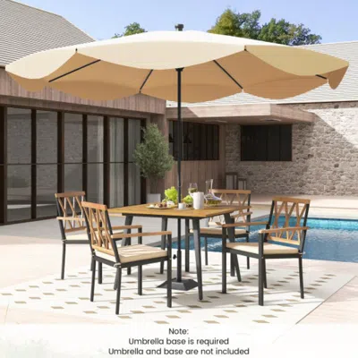 Hivvago Outdoor Dining Table And Chairs With Cushions And 1.9 Inches Umbrella Hole In Neutral