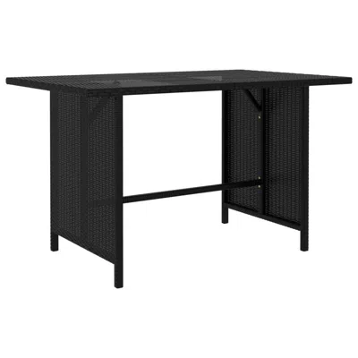 Hivvago Outdoor Dining Table, Rectangular 43 Inch, Black Rattan, Steel Frame