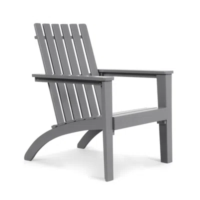 Hivvago Outdoor Durable Patio Acacia Wood Adirondack Lounge Armchair-white In Gray