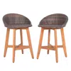 Hivvago Outdoor Faux Rattan Bar Chairs Set Of 2 With Ergonomic Backrests And Footrests In Multi