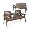 Hivvago Outdoor Fir Wood Bench With Foldable Middle Table-gray