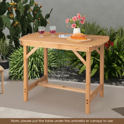 Hivvago Outdoor Fir Wood Dining Table With 1.5 Inch Umbrella Hole In Brown