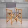 Hivvago Outdoor Foldable Accent Chair, Dark Gray Fabric, Solid Acacia Frame In Brown