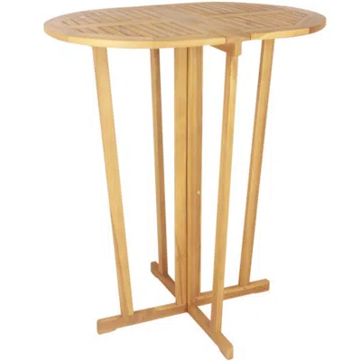 Hivvago Outdoor Folding Bar Table With Oval Tabletop And Cross Base
