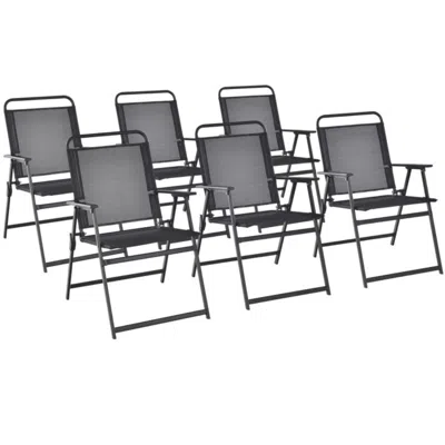 Hivvago Outdoor Folding Chairs With Breathable Seat In Black