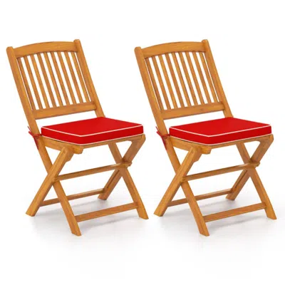 Hivvago Outdoor Folding Chairs With Seat Cushions Set Of 2 In Brown