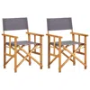 Hivvago Outdoor Folding Directors Accent Set Of 2, Gray, Acacia Wood In Gray
