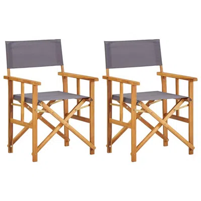 Hivvago Outdoor Folding Directors Accent Set Of 2, Gray, Acacia Wood
