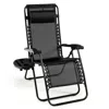 Hivvago Outdoor Folding Zero Gravity Reclining Lounge Chair With Utility Tray-brown