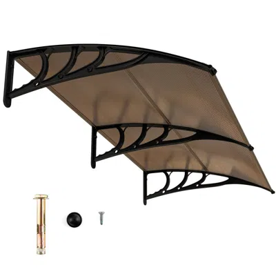Hivvago Outdoor Front Door Patio Overhang Awning For Sunlight Rain Snow Wind Protection In Brown
