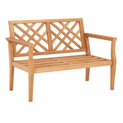 Hivvago Outdoor Garden Bench 2-person Teak Wood Bench With Comfy Armrests And Backrest In Brown