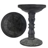 Hivvago Outdoor Garden Fiberglass Bird Bath In Black Charcoal Stone Finish In Black
