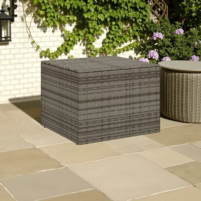 Hivvago Outdoor Garden Storage Chest, Gray Poly Rattan, Powder Coated Steel In Brown