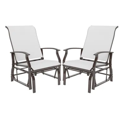 Hivvago Outdoor Glider Chairs Set Of 2 With Ergonomic Backrest And Seat In White