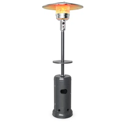 Hivvago Outdoor Heater Propane Standing Lp Gas Steel With Table And Wheels-silver In Black