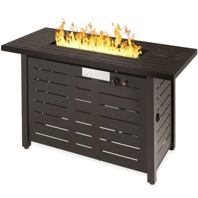 Hivvago Outdoor Heating Brown Steel Lp Gas Propane Fire Pit W/ Auto Ignition In Black