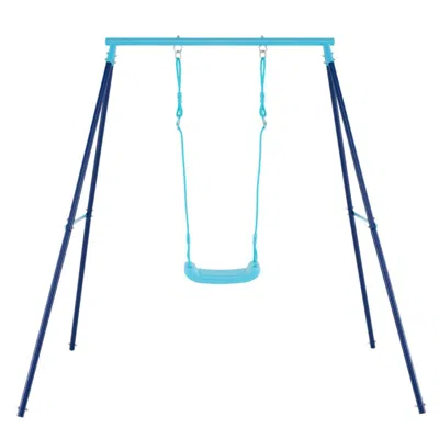 Hivvago Outdoor Heavy Duty Metal Toddler Swing Set With Stand In Blue