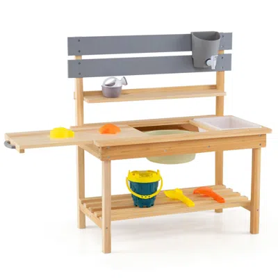 Hivvago Outdoor Kids Mud Kitchen With Extended Tabletop And Water Tank
