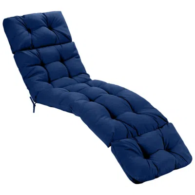 Hivvago Outdoor Lounge Chaise Cushion With String Ties For Garden Poolside-navy