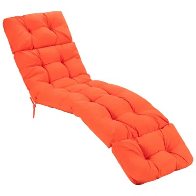 Hivvago Outdoor Lounge Chaise Cushion With String Ties For Garden Poolside-orange