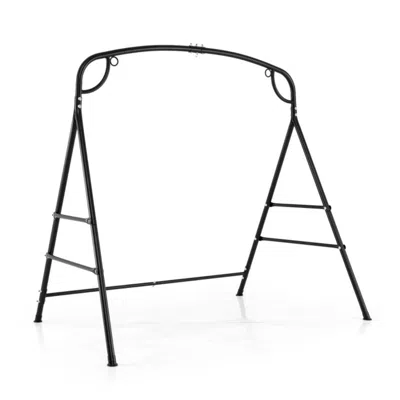 Hivvago Outdoor Metal Swing Stand With 4 Support Bars And 2 Hanging Ways-black