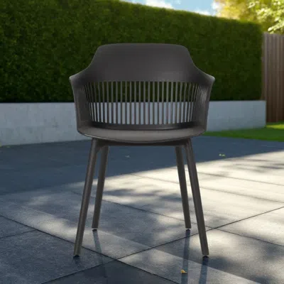 Hivvago Outdoor Patio Chair Set Of 2, Curved Back, Weather Resistant Black Finish