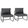 Hivvago Outdoor Patio Chairs Set Of 2 With Removable Cushions And Adjustable Foot Pads In Black