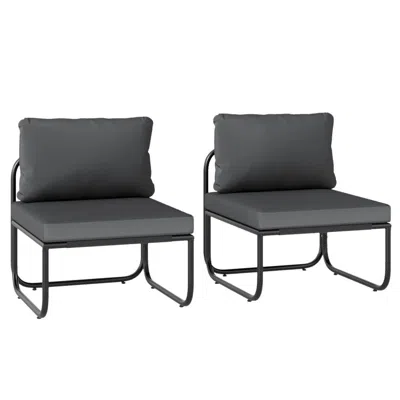 Hivvago Outdoor Patio Chairs Set Of 2 With Removable Cushions And Adjustable Foot Pads In Black
