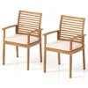 Hivvago Outdoor Patio Dining Chairs Set Of 2 With Removable Padded Cushion And Slatted Backrest-beige