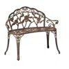 Hivvago Outdoor Patio Garden Bench With Backrest In Antique Bronze Metal Finish