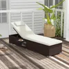 Hivvago Outdoor Pe Rattanchaise Lounge With 6-level Backrest-navy