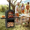 Hivvago Outdoor Pizza Oven With Protective Cover And Grill Racks And Built-in Thermometer