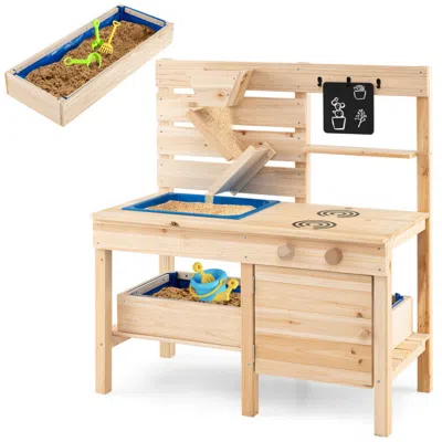 Hivvago Outdoor Play Pretend Kitchen With Detachable Sandbox And Removable Sink-natural In Neutral