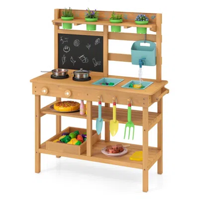 Hivvago Outdoor Play Pretend Kitchen With Faucet And Removable Sinks
