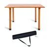 Hivvago Outdoor Portable Roll-up Folding Wood Patio Table With Carry Bag In Neutral
